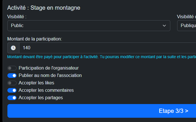 Activités payantes édition